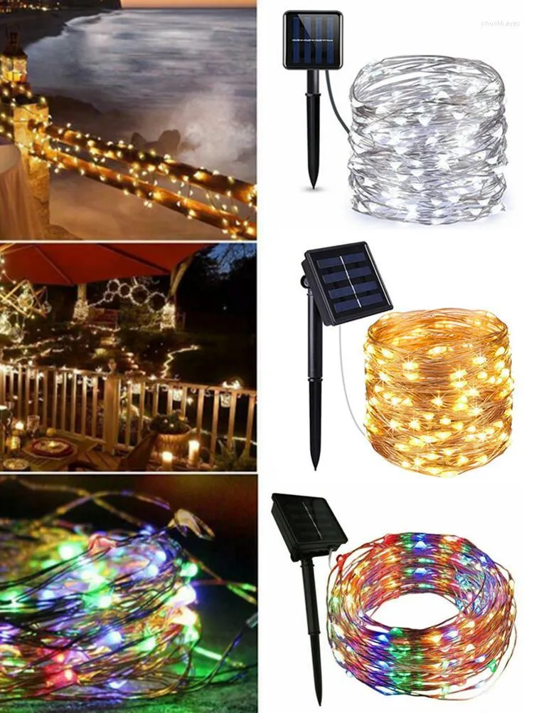 Str￤ngar LED Outdoor Solar Lamp String Lights 60/100 LEDS Fairy Holiday Christmas Party Garland Garden Waterproof 6M 10M DECED