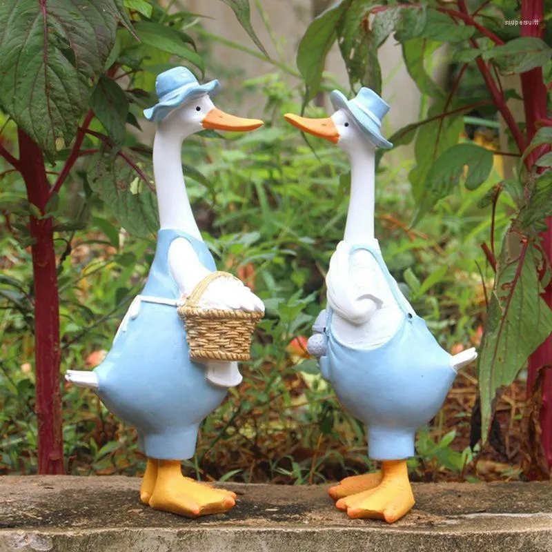 베개 수지 오리 장식품 인공 정원 조각 동물 동상 장식 시뮬레이션 연못 장식 조경 공예품