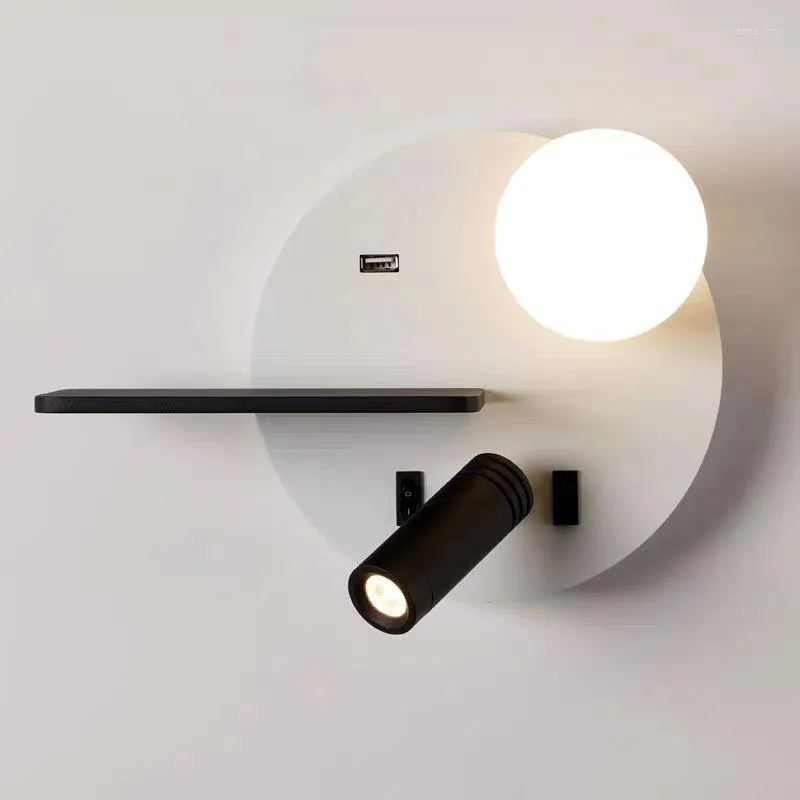 Lampade da parete moderna luce di lettura a LED per la casa El camera da letto comodino Nordic USB ricaricabile lampada di stoccaggio apparecchi di illuminazione