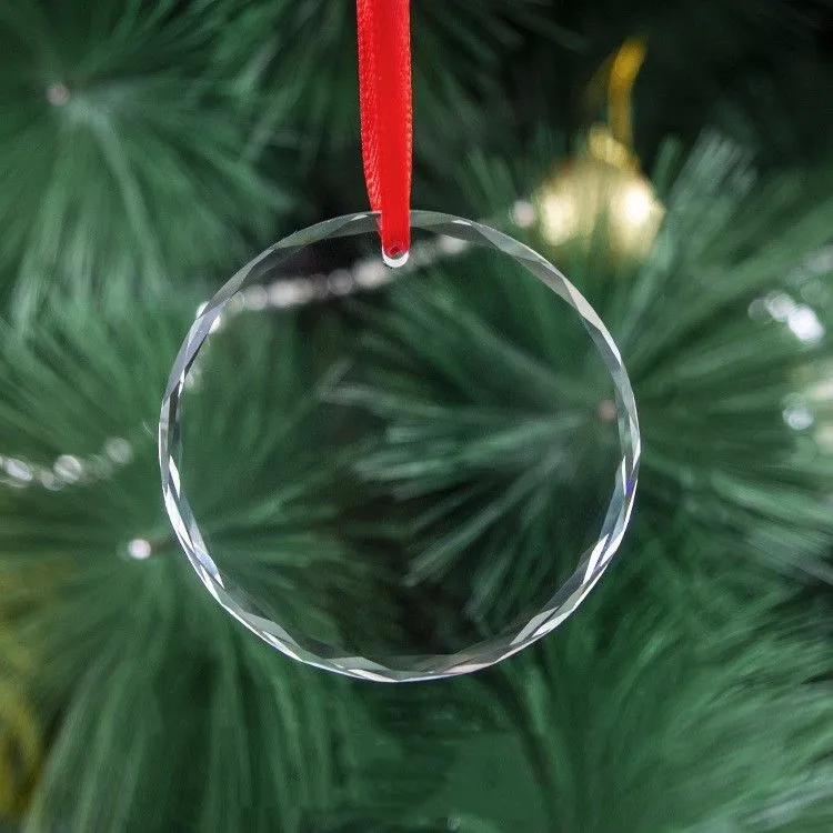 Wholesale Custom Laser 3D Logo Pattern Blank Christmas Decoration Pendant Festive Crystal Hanging Ornament Event Party Supplies