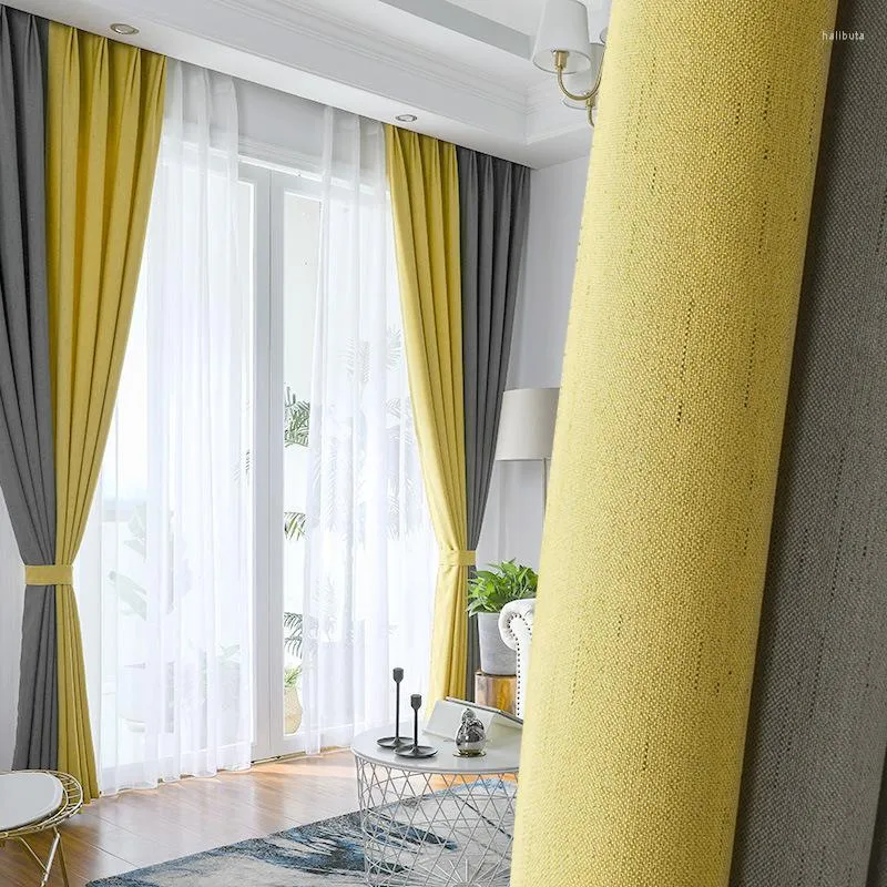 Tende tende blackout moderne per il soggiorno decorazione cucitura color la camera da letto grigio drappeggi rosa giallo