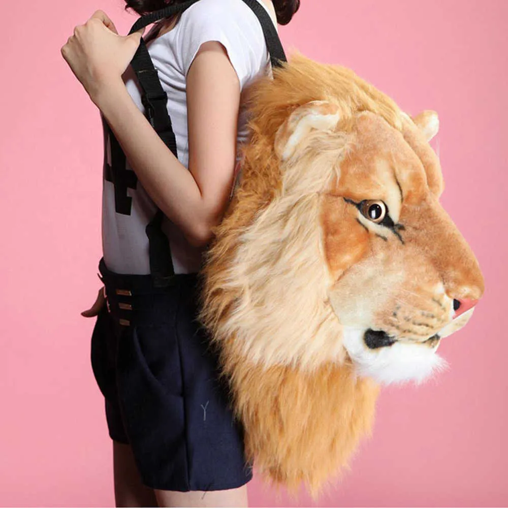 3D Animal Design Girls Backpack Tiger  Leopard Panda Fur School Bags Luxury Women Chain Clutch Crossbody Shoulder Bags Purse