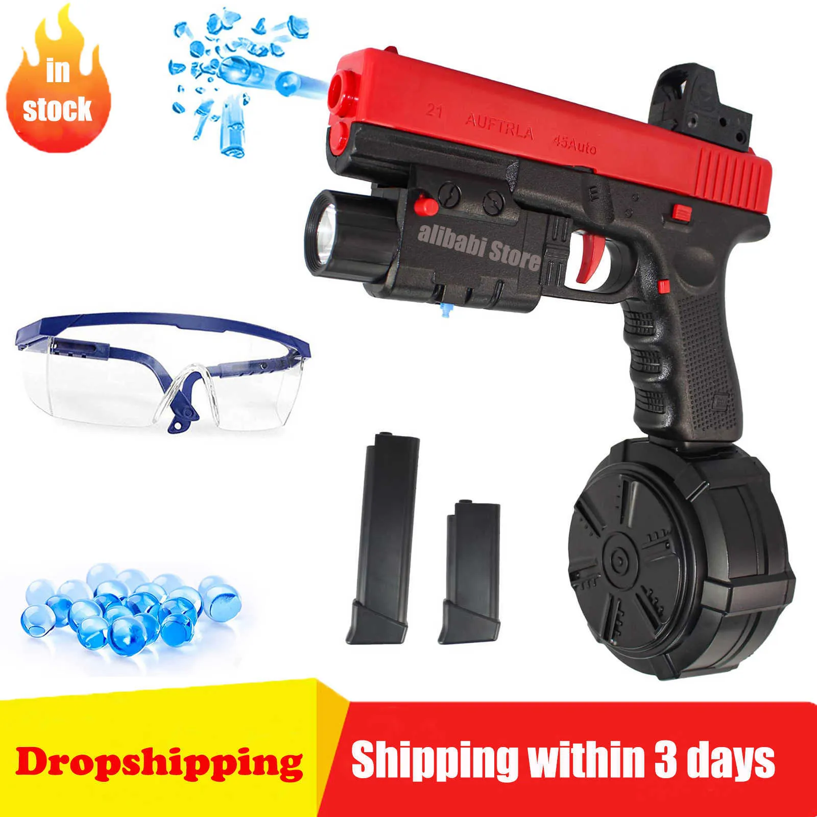 Gun Toys In Stock JM X2 Glock Gel Ball Blaster Electric Splatter With Bouble Magazine For Kids