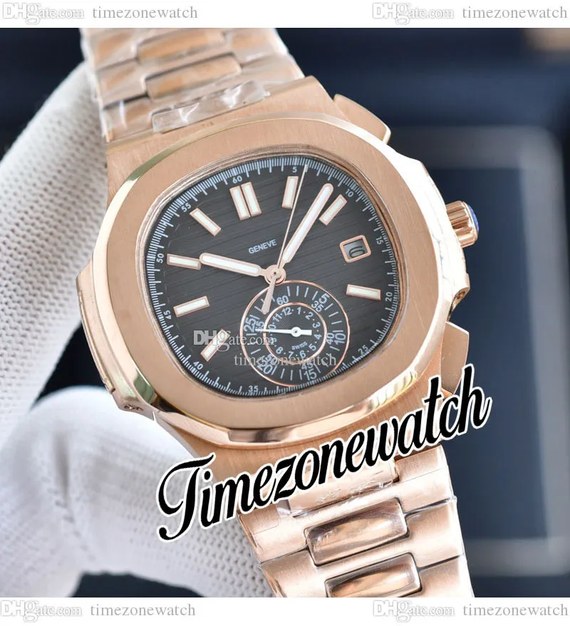40,5 mm 5980/1 A2813 Automatyczna męska zegarek 5980/1R-001 Black Tekstura Wybór Rose Gold Bransoletka No Chronograph Sport Watches TimeZoneWatch E243a4