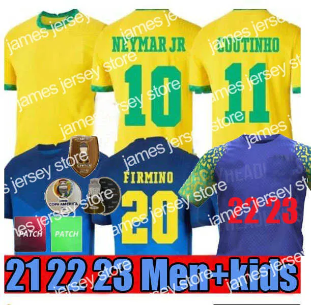 Maglie da calcio 2021 2022 NEYMAR JR COUTINHO VINICIUS Maglia da calcio Squadra nazionale brasiliana 21 22 23 Camisa Brasil Kids Kit Maglia da calcio Allenamento donna