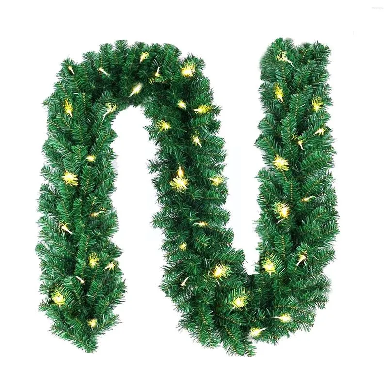 Fiori decorativi 1,8 m Ghirlanda di Natale Verde Rattan Artificiale Xmas Party Banner Appeso Ornamento Decorazione dell'albero Ghirlanda Cristo V9Q9
