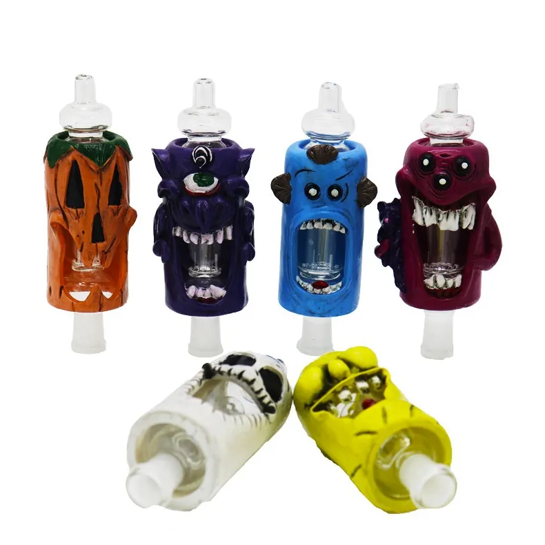 Smoking Portable Multi-function Kit Dry Herb Tobacco Wax Oil Rigs Glass Filter Colorful Monster Decorate Titanium Tip Nails Straw Bong Waterpipe Hookah Holder