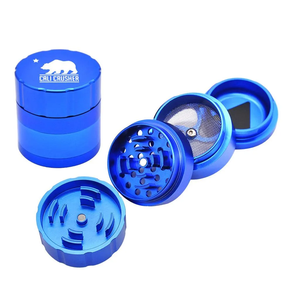 Smoke Shop 4 Piece Chromium crusher Grinder Aluminum Alloy Smoking Metal Herb Grinders 53MM Metal Tobacco Herbal Hand Muller Smoking Pipes Accessories