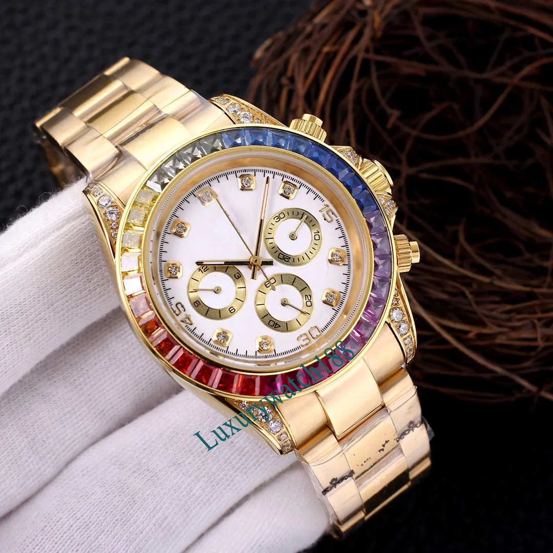 Mens Watch Designer Watches Moissanite Watches Wristwatch Business Rainbow Circle Boyut 41mm Kau uk Paslanmaz elik Kay Moda L ks Elmas zle