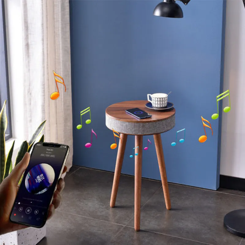 Portable Speakers Wooden Coffee Table Portable Bluetooth Speaker Smart Speaker Tripod Table 9000 MAh with Wireless Charger and USB Charging 221105