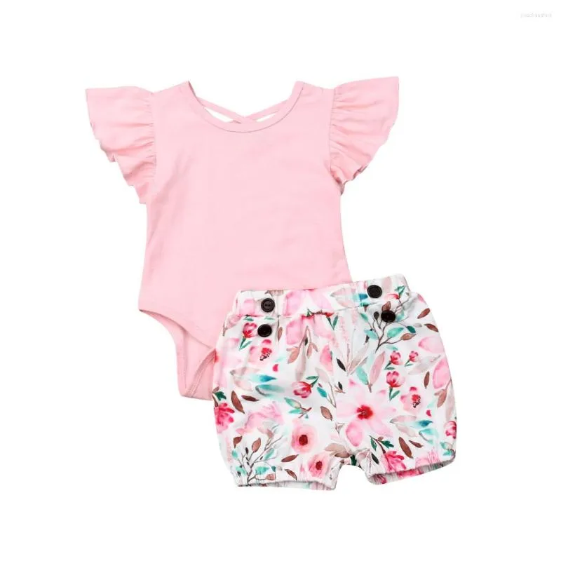 مجموعات الملابس المولودة طفلة رومبير شورتات زهرية السراويل ملابس القطن ملابس مجموعة 0-24M