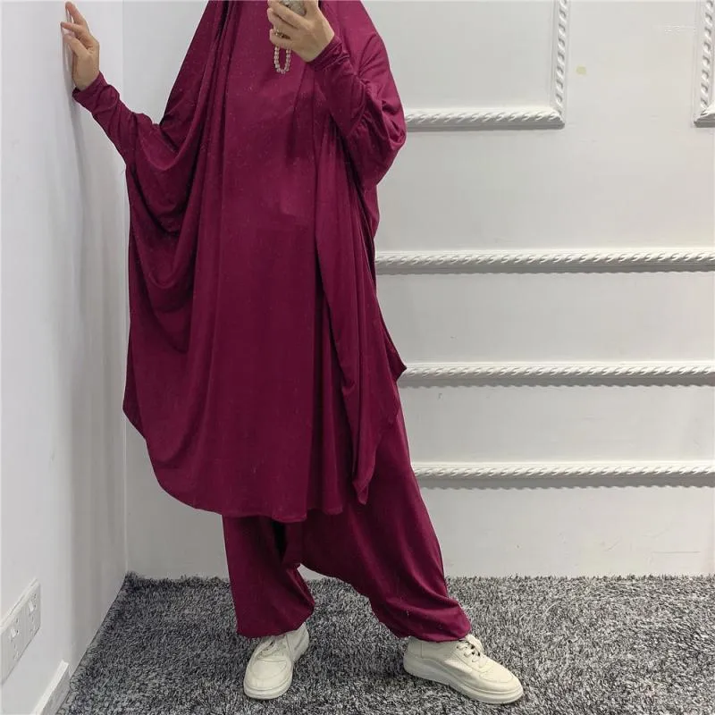 الملابس العرقية أبايا لباس النساء جيلباب لونج خيمار رداء Kaftan niqab الإسلام دبي العربي الكافتان رمضان العيد المسلم وضعت قطعتين صلاة