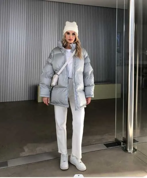 Kurtki damskie Nowy projekt Kobiety 2022 Winter Parka Stylowa płaszcz w dół Green Grey Biała odzież wierzchnia T221105