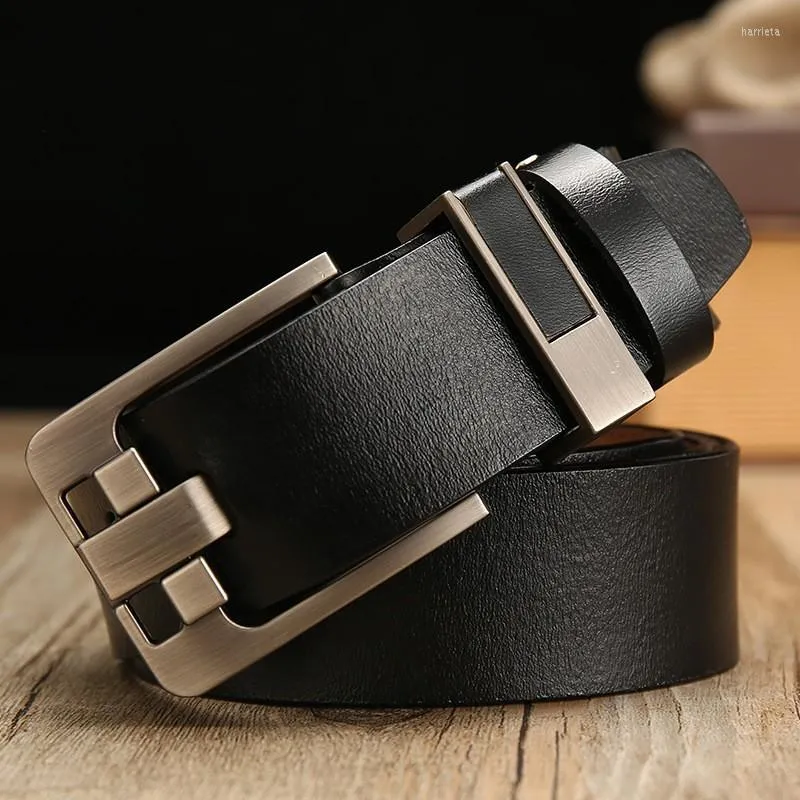 Bälten män kvinnor mode retro stil affärs manlig pu läder rem lyx metall stift spänne ceinture homme