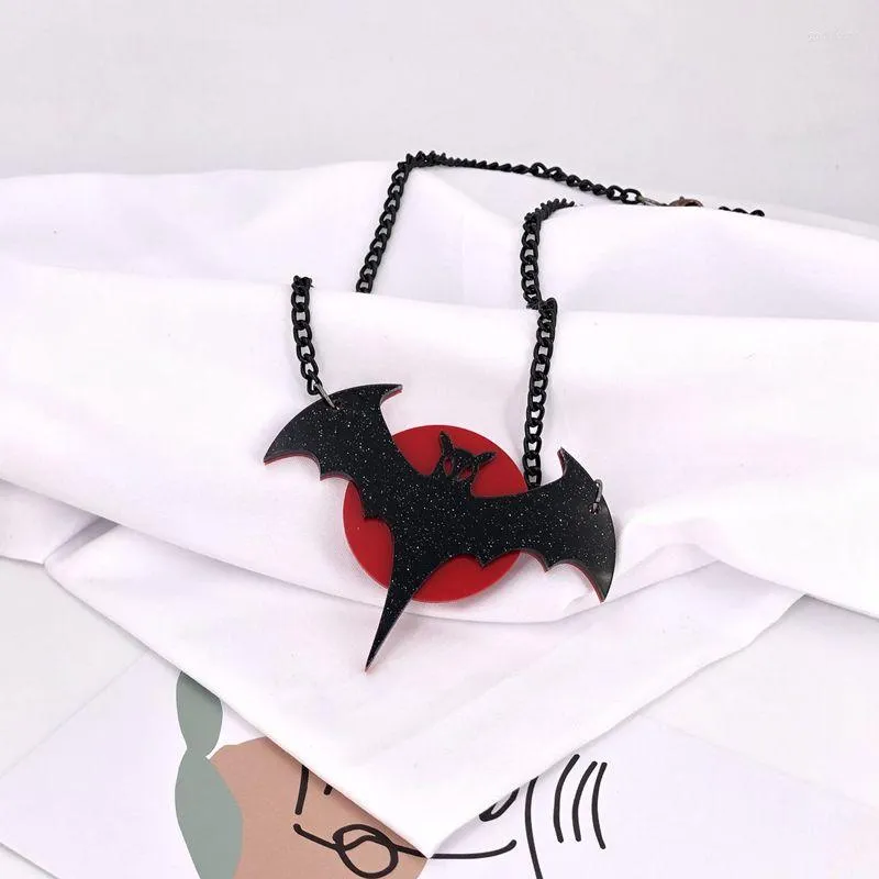 Choker Acrylic Pendant Black Big Bat Necklace Hip Hop Exaggerated Women Men Fashion Night Club Jewelry