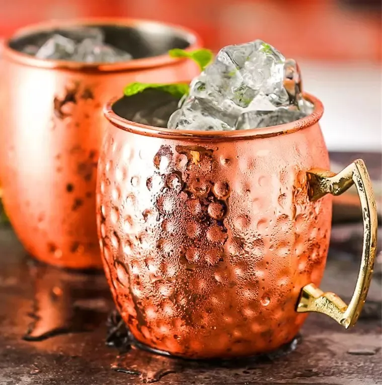 Moscow Mules Coppers Mugs en cuivre fabriqués à la main pour Mule Cocktai Mule Drinking Hammered Brass Home Bar mug