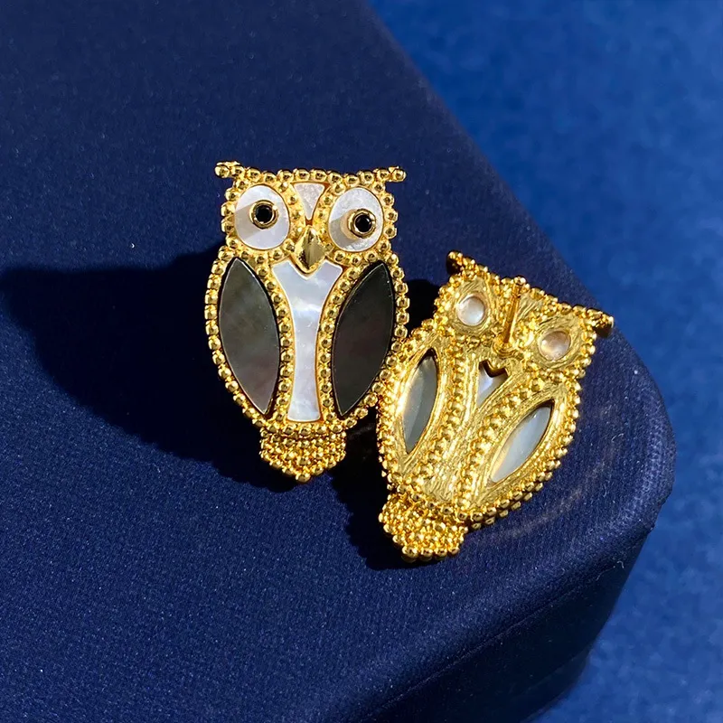Nuovo design di alta qualità gufo tartaruga orecchino stud placcatura in oro 18 carati uccello animale distintivo abbigliamento borsa pin regalo designer gioielli ER-3