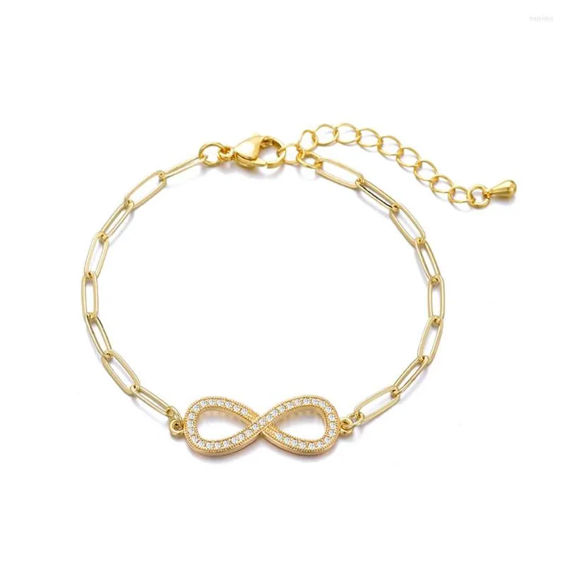 Bracelets de charme Lucky 8 Infinity Bangles Gift Luxury CZ Pingente para pulseira de mão Acessório de joias de tendência