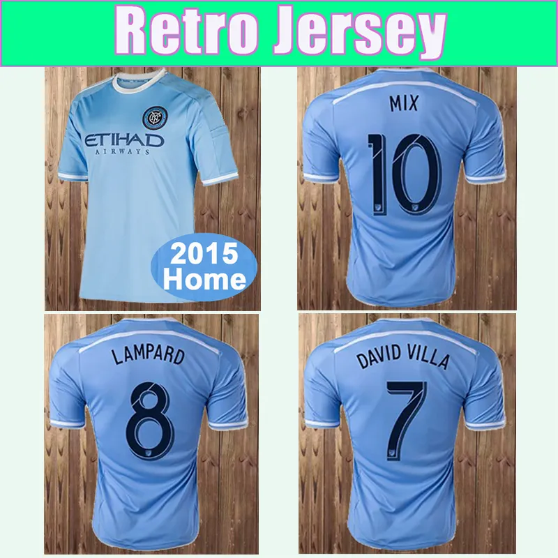 2015 New York City Retro Soccer Jersey Lampard Mix David Villa Pirlo Special Edition Classic Vintage Football camisa de futebol curta Manga curta