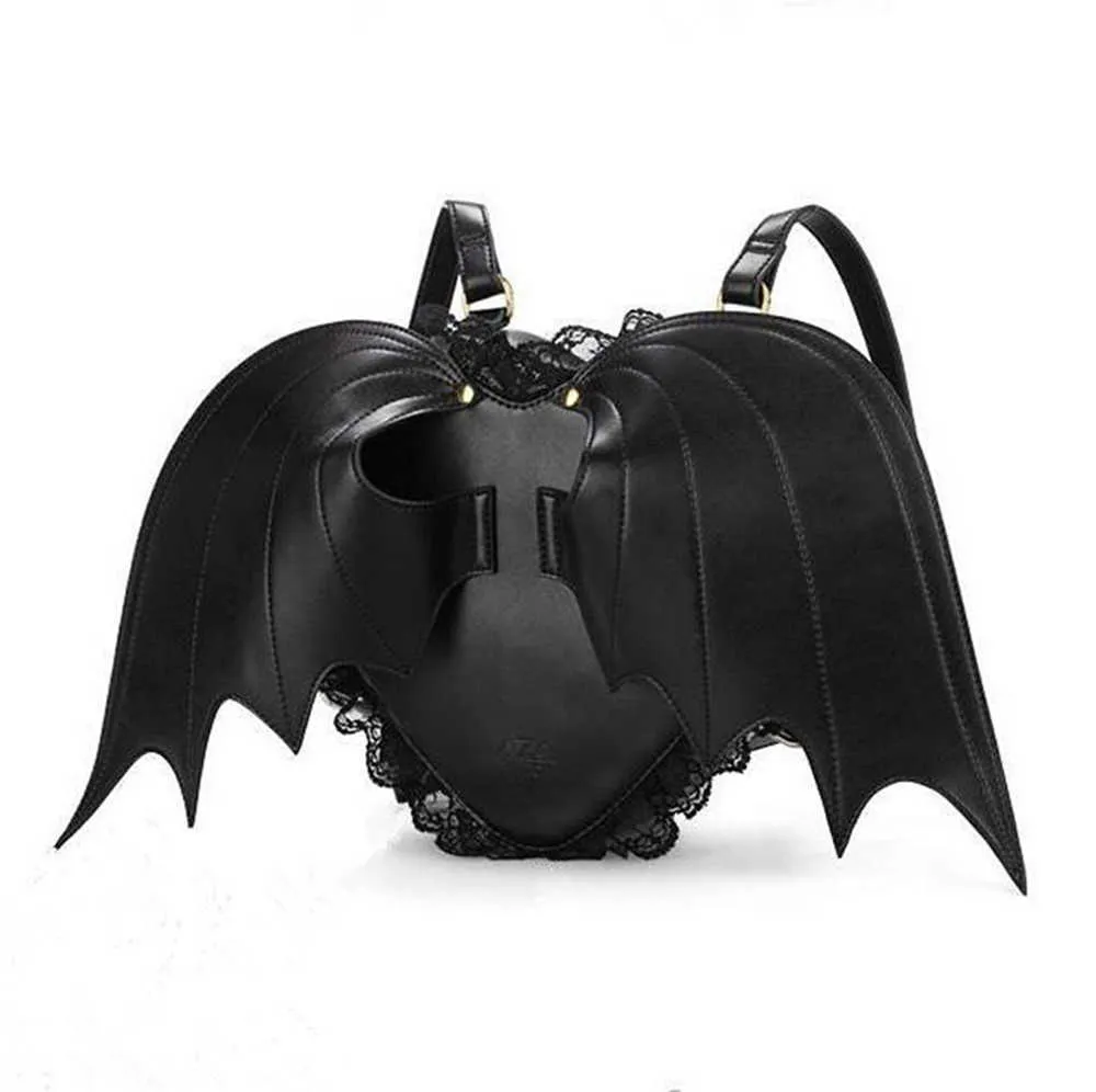 2019 New Lovely Black Bat Wings Angel School Backpack For Women Teenage Girl Backpack Ladies Mochila Feminina Devil Punk Stylish