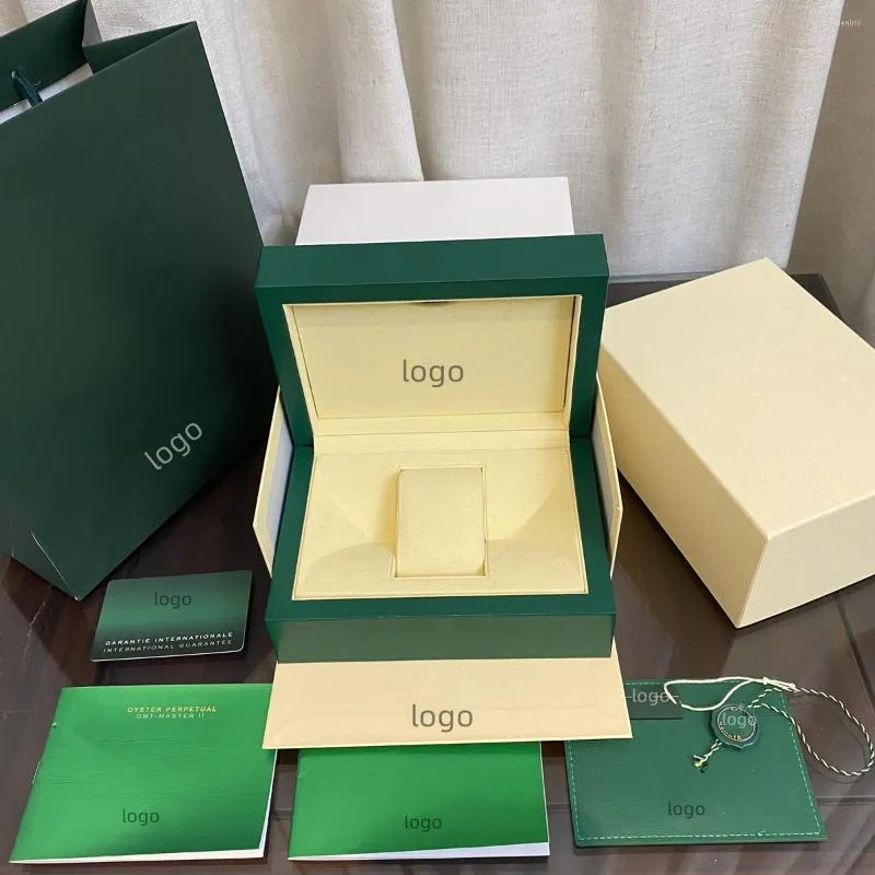 Titta på lådor Luxury Top Box Green Original Träfodral Pockets Portable Plastic Organizer med seriell broschyr