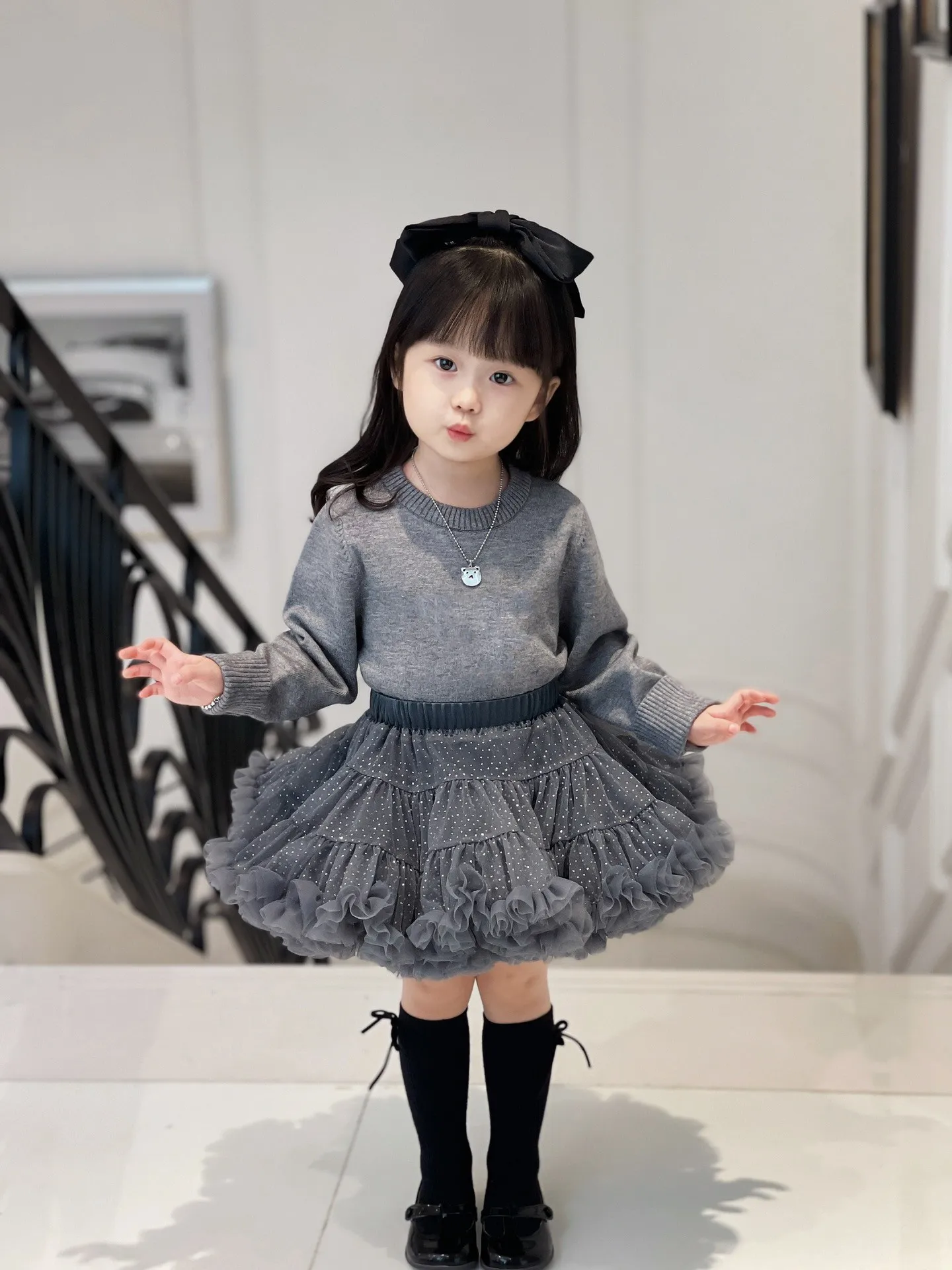 Winter Kids Girls Sets Ropa suéter de niña para niños pequeños con encaje tutu 2pcs/atuendo para niños trajes ropa