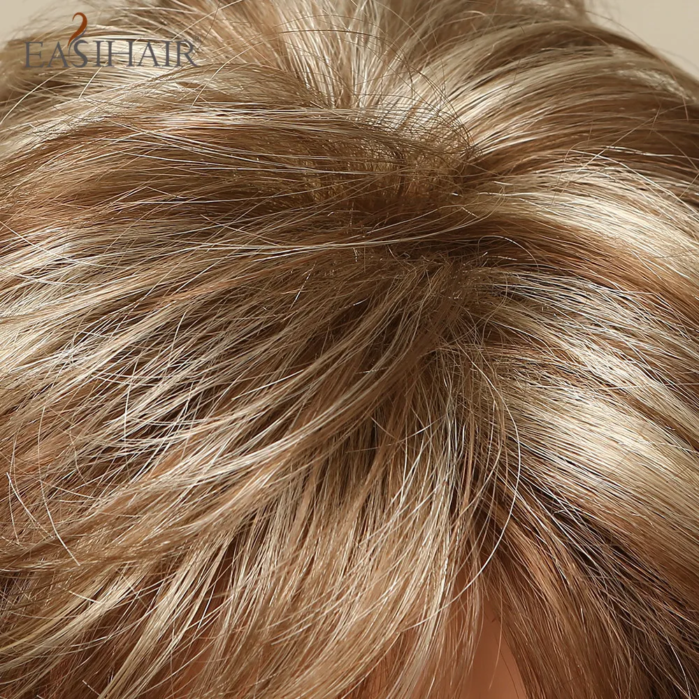 Krótki Bob Brown mieszane blond falujące syntetyczne peruki ze złotymi perukami naturalnymi dla kobiet codziennie Cosplay Heat ResiatancFactory Direct