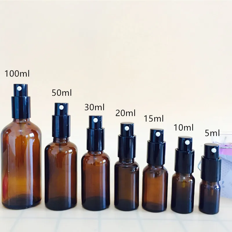 Återfyllningsbar presspumpglas Sprayflaskoljor Liquid Container Cosmetic Parfym Bottle Atomizer för resor 5 ml/10 ml/15 ml/20 ml/30 ml/50 ml/100 ml