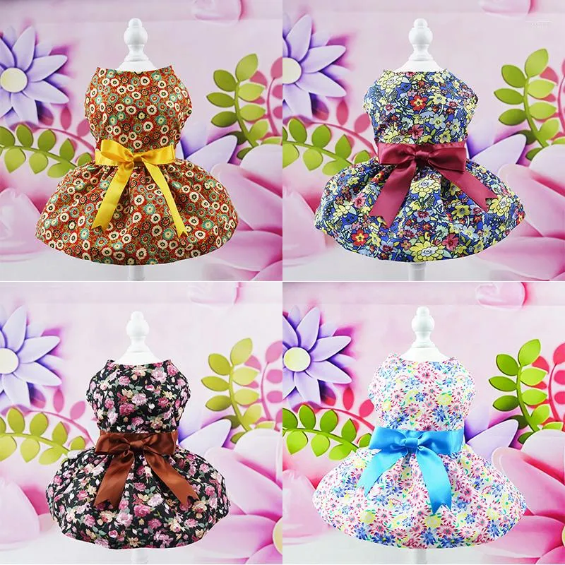 Abbigliamento per cani Vestiti per animali domestici Abito da principessa Fiore Papillon Moda Rotto Bel modello Senza maniche Gonna per gatti senza colletto