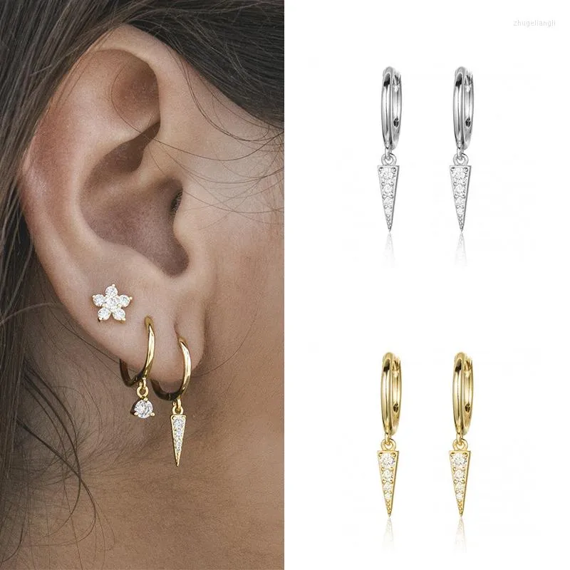 Dingle ￶rh￤ngen isueva guld fylld kubik zirkon enkla huggies percing oreilles f￶r kvinnor mode