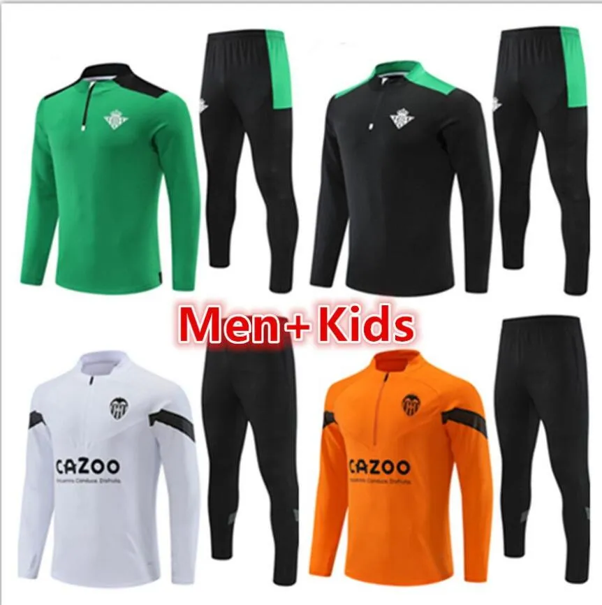 24/25 Betis Mens Kids Soccer Tracksuit Trackseys مجموعات 22/23 رجال كرة قدم جيرسي سترة مجموعة Chandal Futbol قدمها