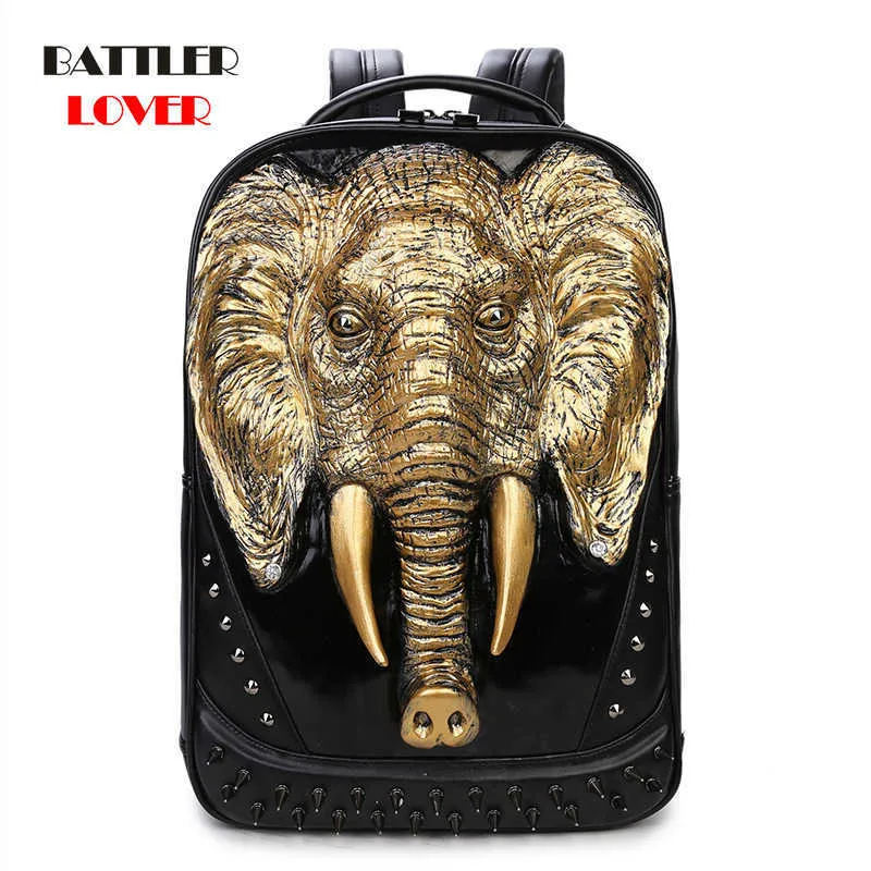 Elephant Design Backpack For Men 2021 Thick Leather Bagpack Women Luxury Brand Casual Large Capacity Laptop Bag Male Travel Bags