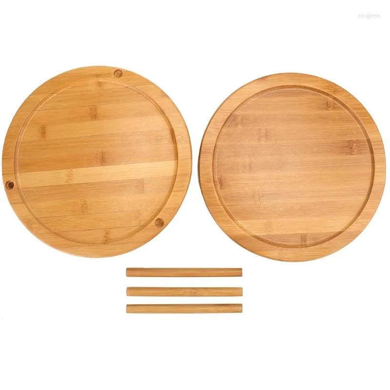 Крюки круглый бамбук-поворотный шкаф Организатор 2 Уровень специй Съемный поднос для кухни для кухни многоцелевой