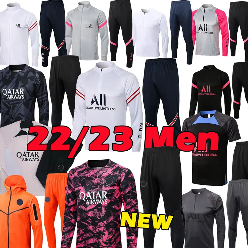 2022 2023 Piłka nożny PSGS mbappe kurtka futbol men długie rękawy Zestawy przetrwania Hommes Sportswear 22 23 Suits dla dorosłych Track
