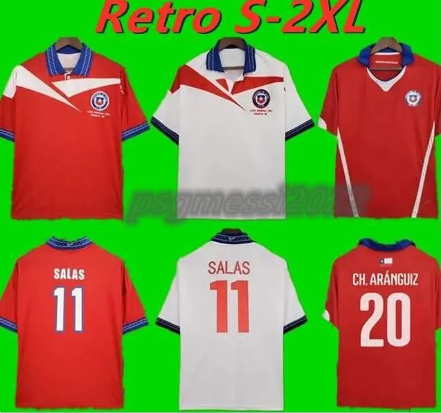 1997 1998 Chili Retro Soccer Jersey SALAS ZAMORANO VARGAS CH. ARANGUIZ DAVID 2014 Domicile Extérieur Blanc Manches Courtes SALAS Maillot de Football Uniformes 666