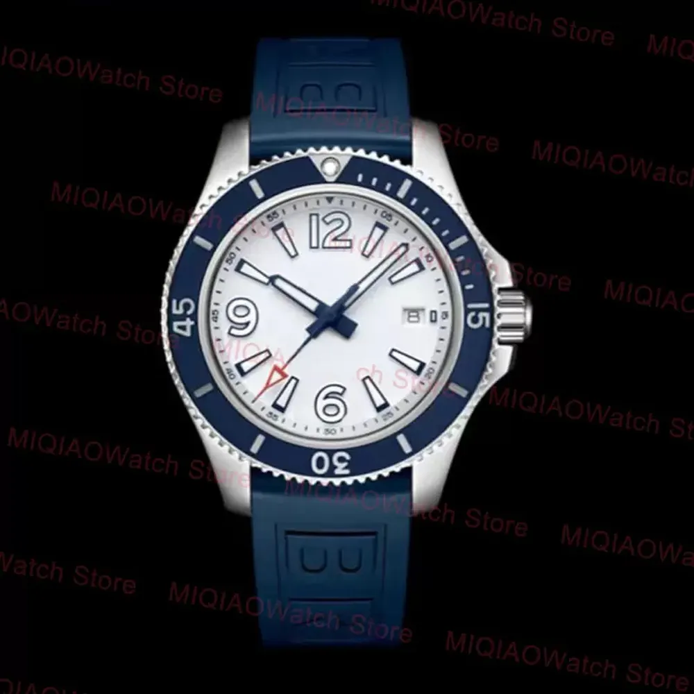 Mens Watch Ocean Automatic Mechanical Sweep Movement Rotatable Bezel Blue Rubber Strap Stainless Steel Men Wristwatches