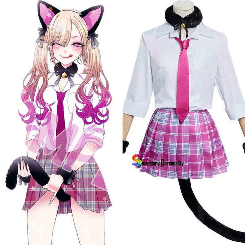 Novo anime de moda meu vestido querido kitagawa marin cosplay vestido de vestido gato garotas roupas de halloween carnaval j220720