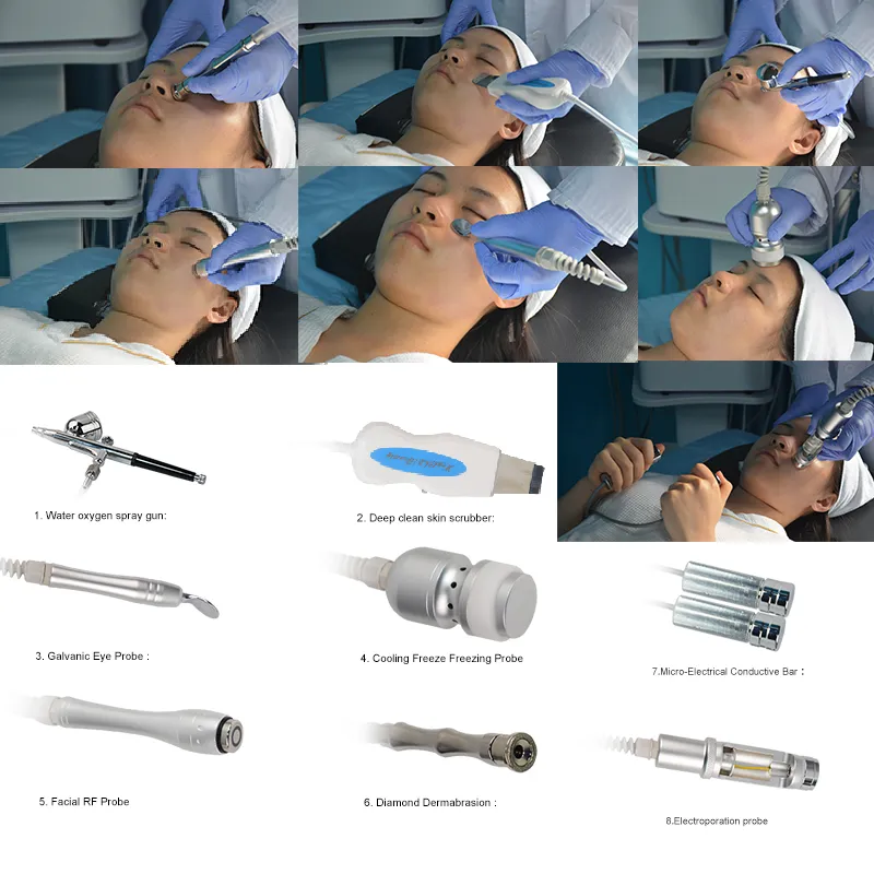 8 in 1 Diamond Dermabrasion Water Oxygen Jet Micermabrasion scrubber Cleaning Acne Treatment Skin Rejuvenation