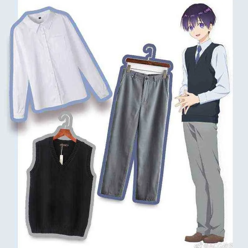 Anime Shikimori är inte bara en Cutie Yuu Izumi Cosplay Costume Purple Wig School Uniform Shirt Vest Micchon Shikimori pojkvän J220720