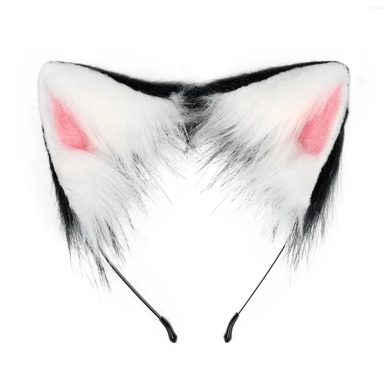 Articoli per feste Animale adorabile Pelliccia sintetica Orecchie di lupo Fascia Realistico Cerchio per capelli soffici pelosi Lolita Anime Masquerade Costume cosplay