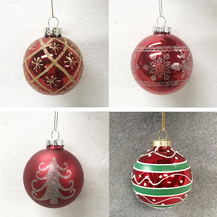 Decorações de Natal Ornamentos de vidro Ornamentos de bola pendente Layout da loja de comércio exterior criativo de 6,5 cm de pintura de vermelho