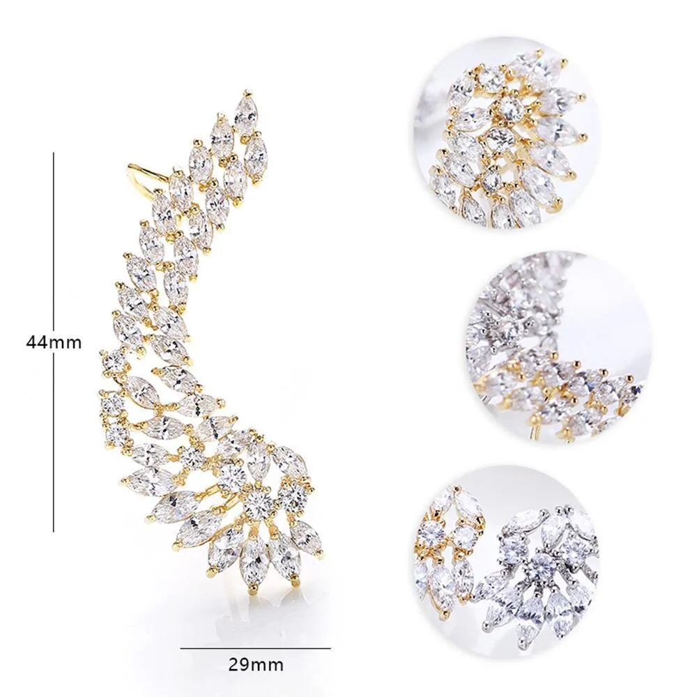 Ear Cuff SENYU Fashion Bridal Jewelry Luxury Lady039s CZ Crystal Angel Wing Sweep Wrap rings Rhodium Plating Climber rings 22114780638