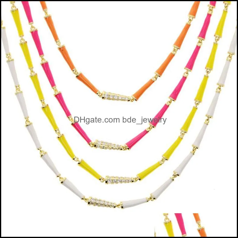 Zincirler Renk Rainbow Women Geometric Neon Emaye Koni Şekilli Cazibe Bağlantı Zinciri Moda Kolye Zincirleri Damla Teslim Takıları N Dhiko