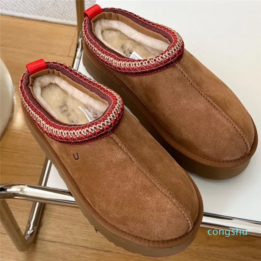 2022 Slipers de tazas para mujeres Tobog￡n de piel Classic Ultra Mini Platform Boot Tasman Slip-On Les Petites Leed Wool Blend Comfort Invierno Dise￱ador Booties 35-42
