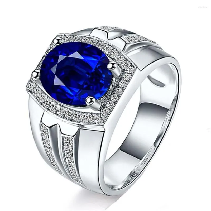 Anneaux de mariage CXQA argent couleur bleu cristal autrichien anneau hommes cadeau goutte fête doigt Bijoux BCZ Bijoux en gros