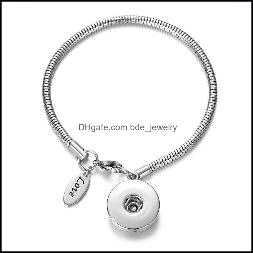 Braccialetti con ciondoli Bracciale in acciaio inossidabile con bottoni a pressione allo zenzero Charms Gioielli Fit 18Mm Nn667 Braccialetti con consegna a goccia Dhqsr