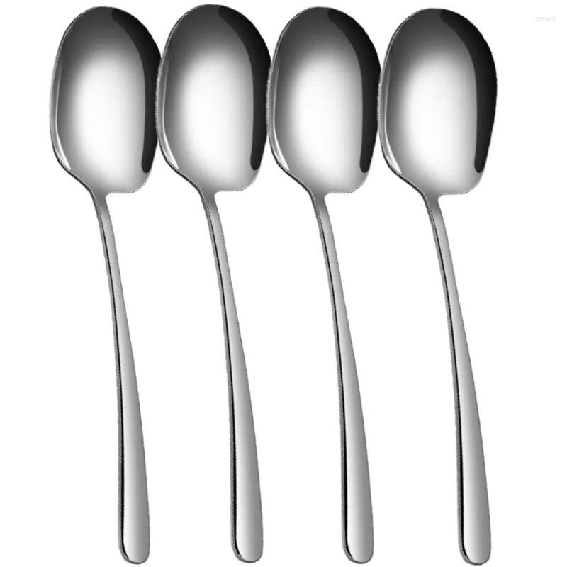 Наборы для обеда 4PCS x-Large Serving Spoons Set 12 '' Скусовая серебристое серебристое серебристое серебро.