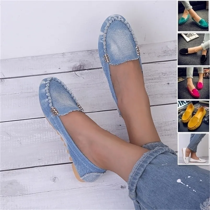 Dress Shoes Women Casual Spring Loafer Slips Soft Round Toe Denim s Jeans Plus Size 221105