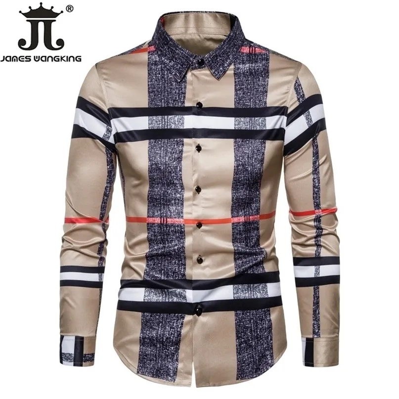 Camicie casual da uomo 6XL Business Plaid Abbigliamento da lavoro formale Abito da sposa Slim Abiti da festa sociale Cachi a quadri 221105