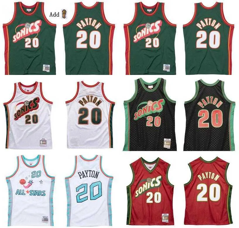 Zszyta koszulka koszykówki Gary Payton S-6xl Mitchell Ness 1994-95 95-96 99-00 Mesh Hardwoods Classics wersja retro Wersja mężczyzn młodzież młodzież